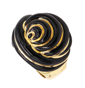 Andrew Clunn NYC Knots Cocktail Ring in Solid 18Kt Yellow Gold With Black Enamel