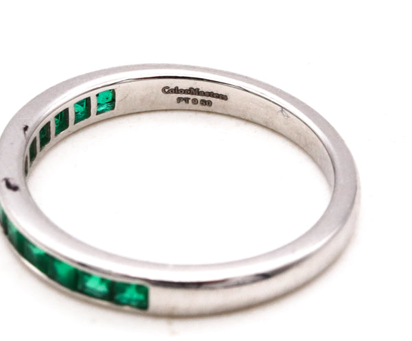 *Eternity Band in .950 platinum with Colombian vivid green emeralds