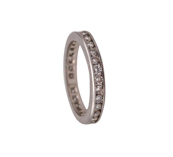 -Art Deco 1930 Eternity Band Ring In Solid Platinum With 1.46 Ctw Diamonds