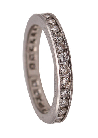 -Art Deco 1930 Eternity Band Ring In Solid Platinum With 1.46 Ctw Diamonds