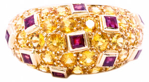 VAN CLEEF & ARPELS VCA 18 KT GOLD SAPPHIRES AND RUBIES RING