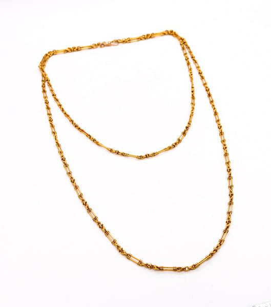French 1870 Neo Classical Rectangular Links Chain In Solid 18Kt Yellow Gold