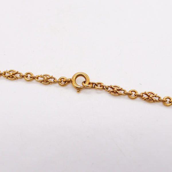 French 1890 Neo Classical Quattro-Forms Links Chain In Solid 18Kt Yellow Gold