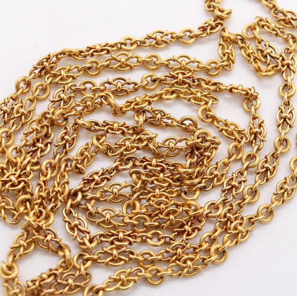 French 1890 Neo Classical Quattro-Forms Links Chain In Solid 18Kt Yellow Gold