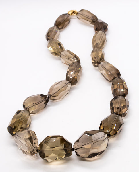 H. Stern 18Kt Gold Massive Necklace With 2550 Ctw In Faceted Greenish Smokey Quartz
