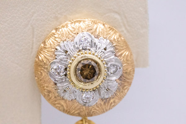 CAZZANIGA ROMA 18 KT GOLD DIAMONDS & BLACK JASPER HAND MADE PAIR OF EARRINGS
