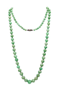 -Art Deco 1930 Graduated Necklace With Nephrite Jadeite Jade Beads And 18Kt Gold