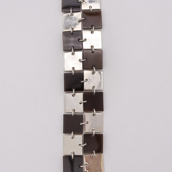 Teresa Gonzalez 1980 Geometric Flexible Bracelet In .925 Sterling Silver & Lucite