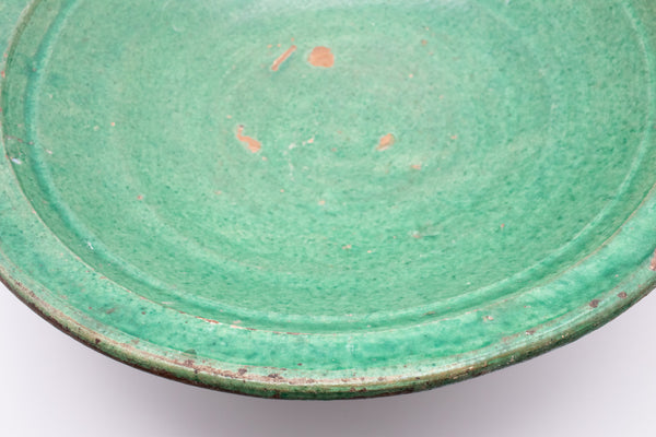 CHINA ANCIENT TANG DYNASTY  618-907 AD GREEN GLAZED POTTERY CHARGER