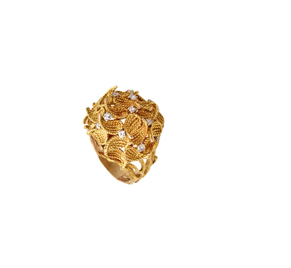 *Pierre Sterle 1960 Paris rare cocktail ring in 18 kt gold with VS diamonds