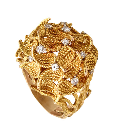 *Pierre Sterle 1960 Paris rare cocktail ring in 18 kt gold with VS diamonds