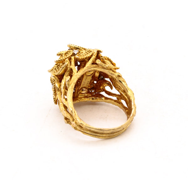 *Pierre Sterle 1960 Paris rare cocktail ring in 18 kt gold with VS diamonds
