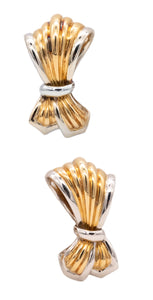 Boucheron Paris Large Ribbons Earrings With Fluted Pattern In Two Tones Of 18Kt Gold