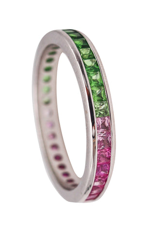 -Eternity Ring Band In 18Kt White Gold With 1.95 Ctw In Colors Sapphires