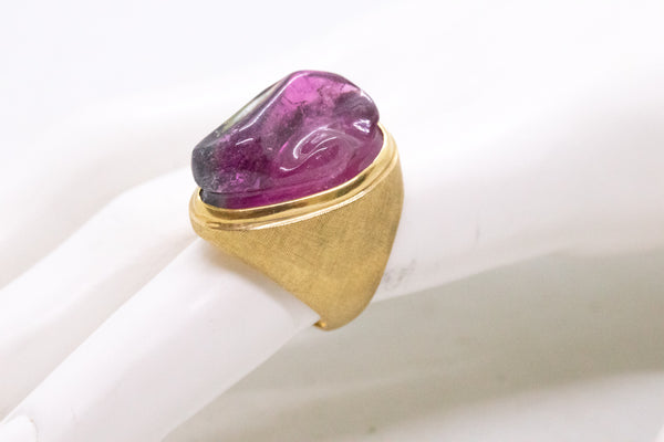 BURLE MARX 18 KT FORMA LIVRE RING WITH CARVED 11.5 Ct WATERMELON TOURMALINE