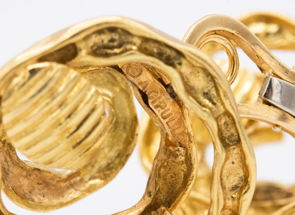 Cartier 1972 New York By Aldo Cipullo Swirls Spirals Clips Earrings In Textured 18Kt Yellow Gold