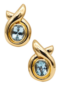 -Verdura Milano Convertible Earrings In 18K Yellow Gold With 9.20 Ctw In Aquamarines