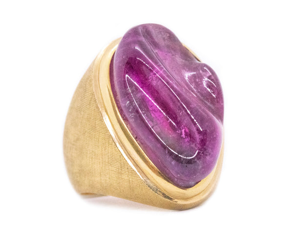 BURLE MARX 18 KT FORMA LIVRE RING WITH CARVED 11.5 Ct WATERMELON TOURMALINE