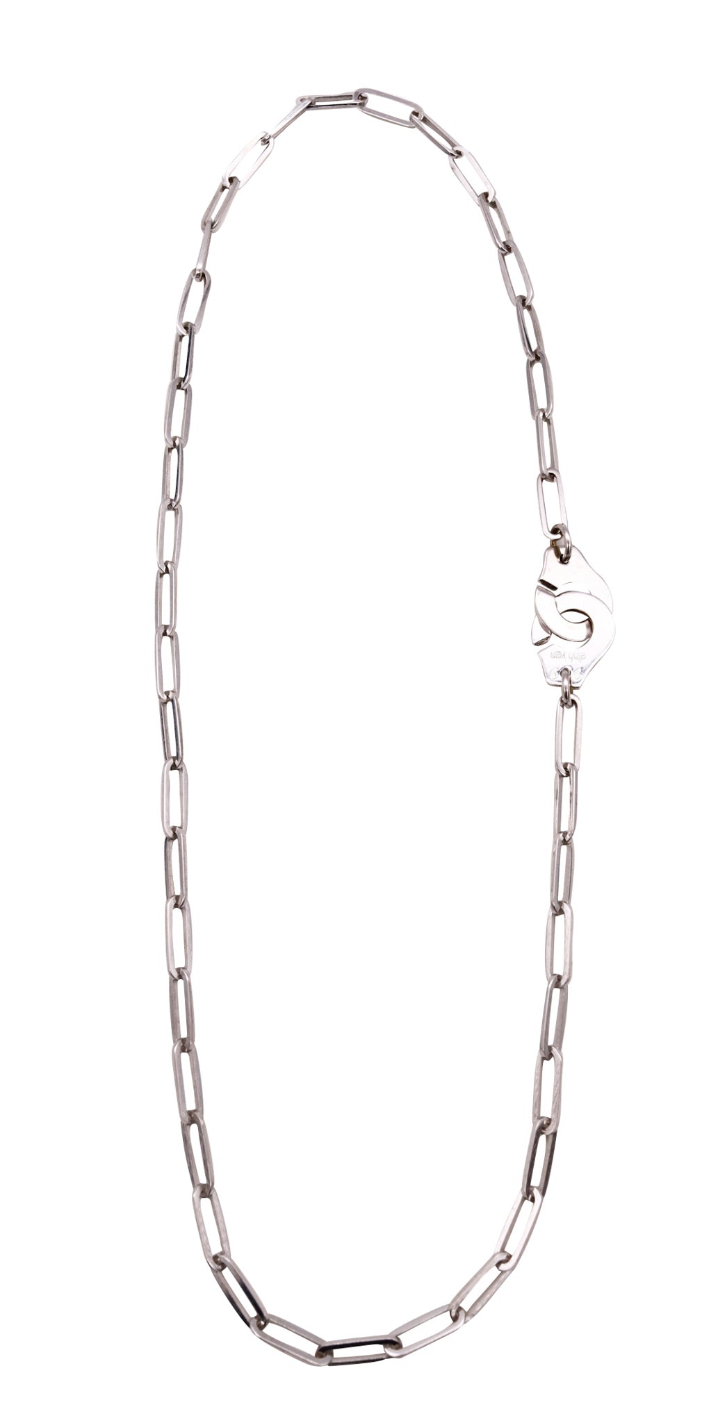 *Dinh Van Paris 18 kt white gold double Menottes R12 necklace chain