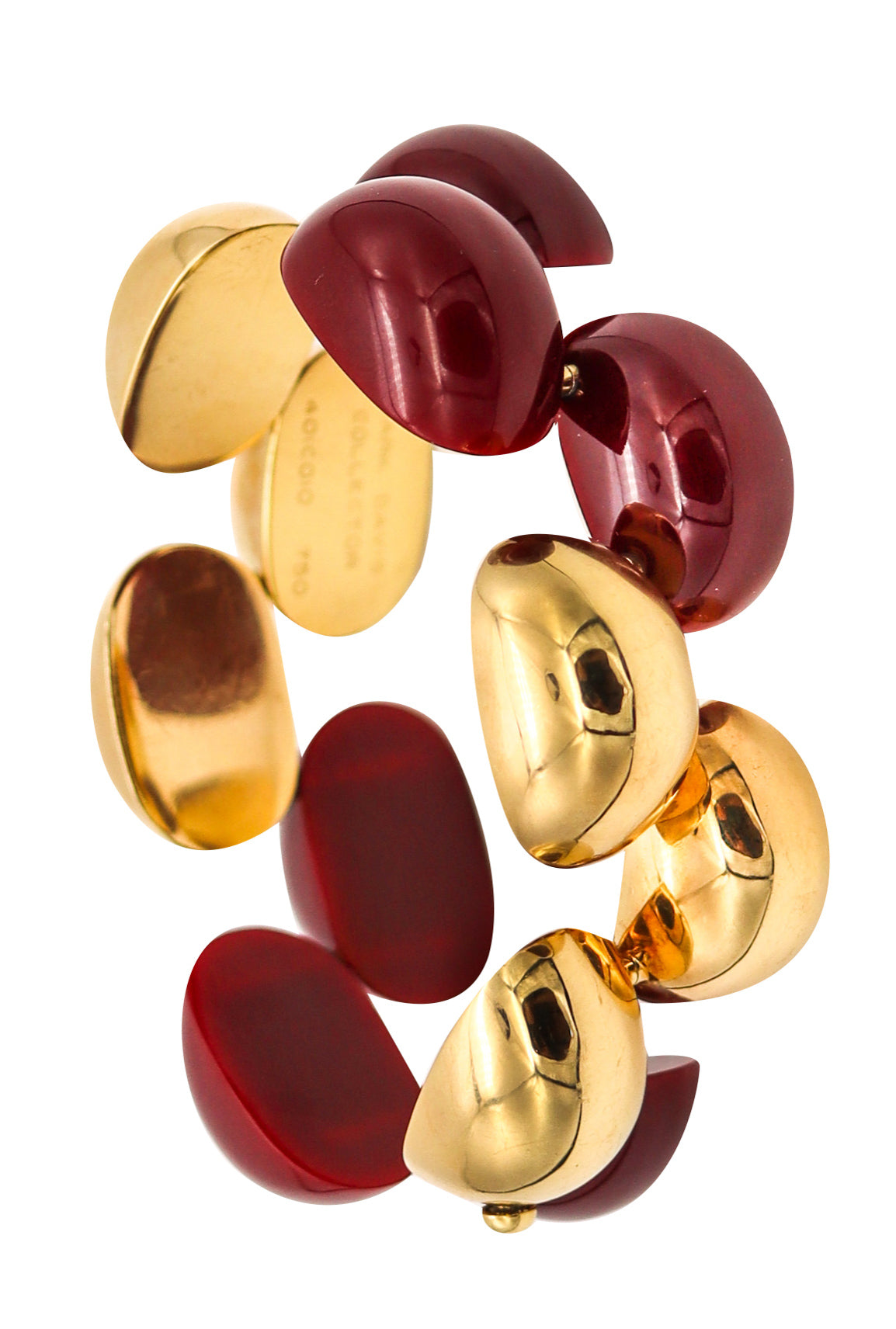 Mark Davis NYC Rare Collectors Links Bracelet in 18Kt Yellow Gold & Bakelite Carnelian