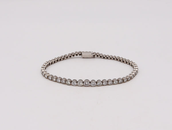 -Art Deco 1935 Graduated Riviera Bracelet In Platinum With 5.96 Ctw Diamonds