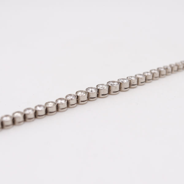 -Art Deco 1935 Graduated Riviera Bracelet In Platinum With 5.96 Ctw Diamonds