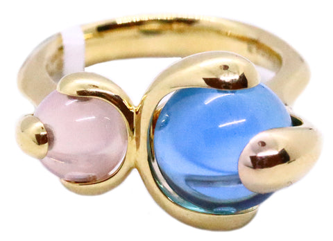 MARINA B. 18 KT MOONSTONE AND BLUE TOPAZ "SPHERES BEADS" RING