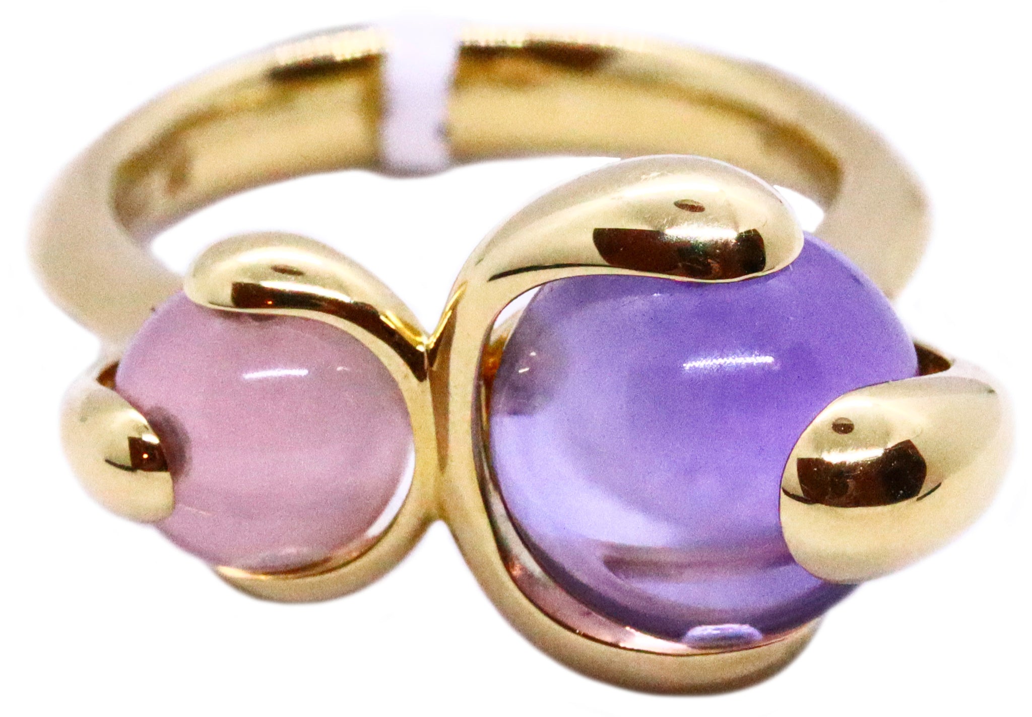 MARINA B. 18 KT GOLD MOONSTONE AND AMETHYST "SPHERES BEADS" RING