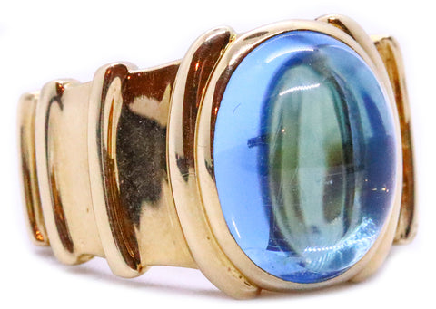 MARINA B. 18 KT GOLD WITH BRAZILIAN BLUE TOPAZ GEMSTONE CABOCHON RING