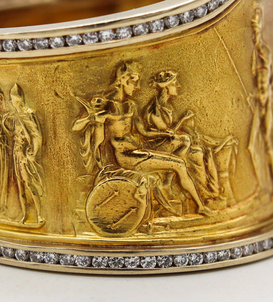 SeidenGang Rare Etruscan-Greek Revival Bracelet In 18Kt Yellow Gold With 5.94 Cts In Diamonds