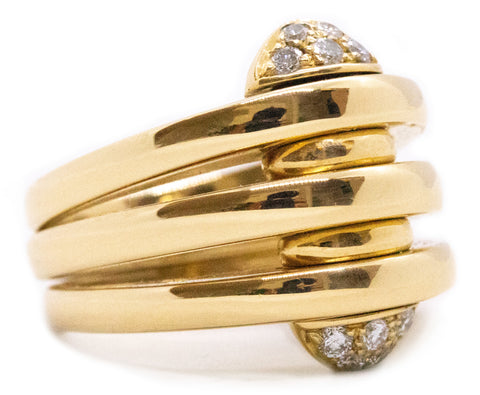 BVLGARI 18 KT GEOMETRIC RING WITH VS DIAMONDS