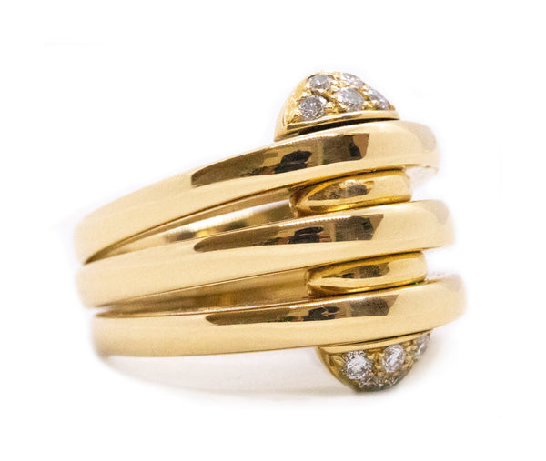 BVLGARI 18 KT GEOMETRIC RING WITH VS DIAMONDS