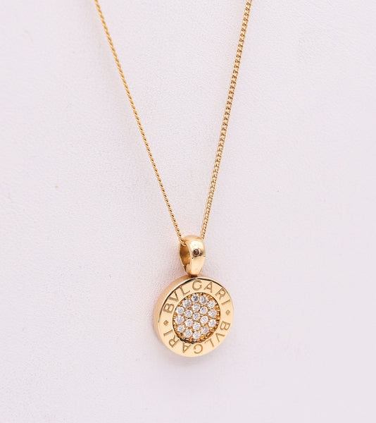 -Bvlgari Roma Pendant in 18Kt Yellow Gold With 19 VVS Diamonds Pave
