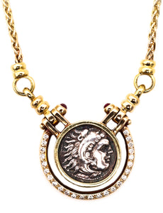 *Alexander The Great 330 BC necklace with diamonds & rubies in 18 kt yellow gold