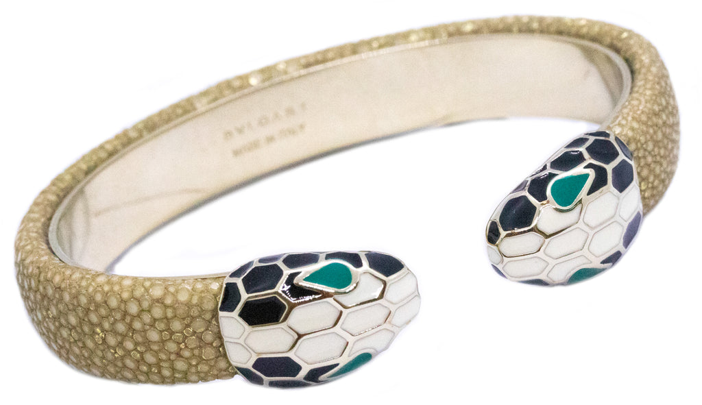 SASOM | accessories Bvlgari Serpenti Forever Bangle Bracelet Milky Opal  Beige Metallic Karung Skin With Light Gold-Plated Brass Check the latest  price now!