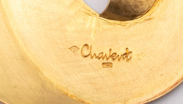CLAUDE CHAVENT, PARIS VERY RARE OP-ART 18 KT YELLOW GOLD TROMPE L'OEIL PENDANT