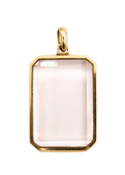 *Cartier 1970 vintage rock crystal locket pendant in 18 kt yellow gold