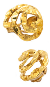 Cartier 1972 New York By Aldo Cipullo Swirls Spirals Clips Earrings In Textured 18Kt Yellow Gold
