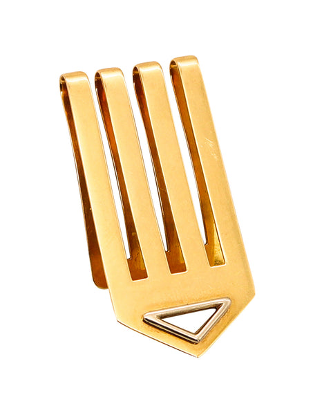 Bvlgari Roma Geometric Money Clip In Solid Yellow & White 18Kt Gold