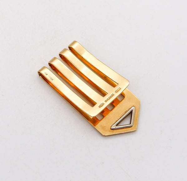 Bvlgari Roma Geometric Money Clip In Solid Yellow & White 18Kt Gold