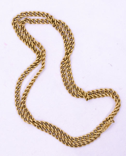 CHAUMET PARIS 18 KT GOLD TEXTURED LONG CHAIN