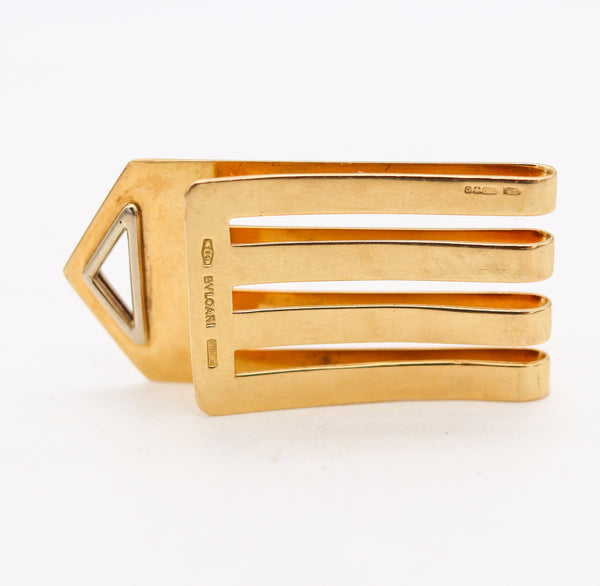 Bvlgari Roma Geometric Money Clip In Solid Yellow & White 18Kt Gold