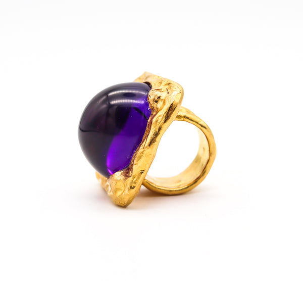 -Jean Mahie 1977 Paris Rare Sculptural Cocktail Ring In Solid 22Kt Yellow Gold