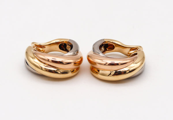 -Cartier Paris Bold Large Trinity Hoops Earrings In Three Tones Of Solid 18Kt Gold