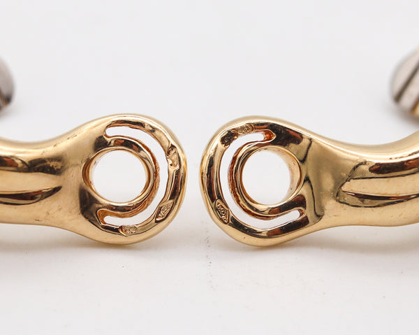 -Cartier Paris Bold Large Trinity Hoops Earrings In Three Tones Of Solid 18Kt Gold