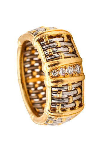 Cartier Paris Caged Band Ring In 18Kt Yellow Gold With 4 VS Diamonds