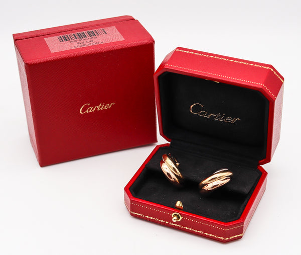 -Cartier Paris Bold Large Trinity Hoops Earrings In Three Tones Of Solid 18Kt Gold