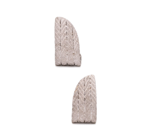 Buccellati Milano Geometric Woven Earrings In 18Kt White Gold