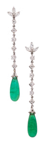 *Briolettes drops earrings in 18 kt white gold with 8.20 Cts in emeralds & diamonds