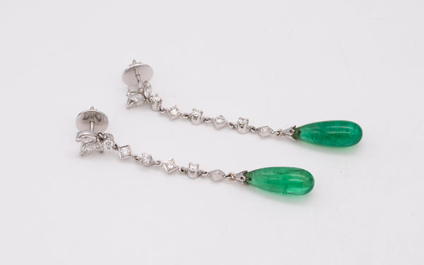 *Briolettes drops earrings in 18 kt white gold with 8.20 Cts in emeralds & diamonds